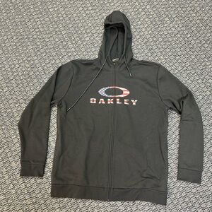 Oakley Black Hooded Zip Sweatshirt with Logo Tag